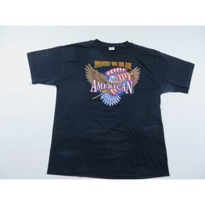 Proud to Be An American Eagle-Flag Black T-Shirt Sz 2XL 1990s